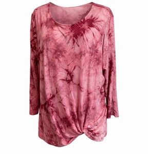 Ruby Rd. Pink Relaxed Blouse with Tie-Dye Design BUY NOW PRICE